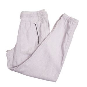 Athleta Womens Stretch Cream & Tan Drawstring Cabo Linen Jogger, Size 4